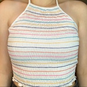 rainbow stripped backless top